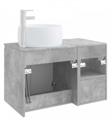 vidaXL Bathroom Cabinet Set 2 pcs Concrete Grey 79.5 x 44.5 x 80 cm