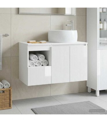 vidaXL Bathroom Cabinet Set 2 pcs High Gloss White 79.5 x 44.5 x 80 cm