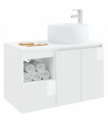 vidaXL Bathroom Cabinet Set 2 pcs High Gloss White 79.5 x 44.5 x 80 cm