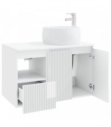 vidaXL Bathroom Cabinet Set 2 pcs High Gloss White 79.5 x 44.5 x 80 cm