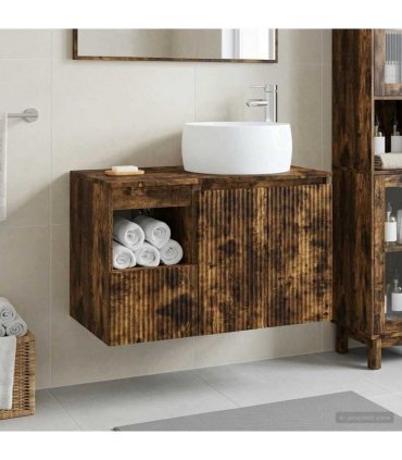 vidaXL Bathroom Cabinet Set 2 pcs Smoked Oak 79.5 x 44.5 x 80 cm