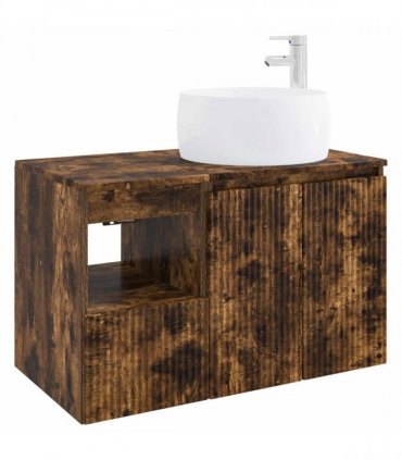 vidaXL Bathroom Cabinet Set 2 pcs Smoked Oak 79.5 x 44.5 x 80 cm