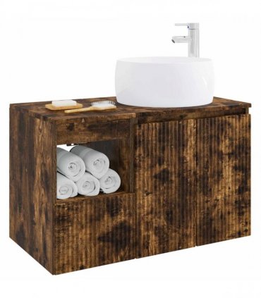 vidaXL Bathroom Cabinet Set 2 pcs Smoked Oak 79.5 x 44.5 x 80 cm
