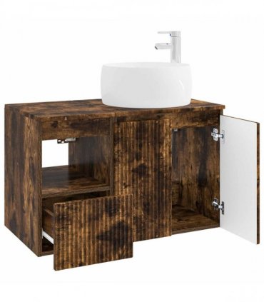 vidaXL Bathroom Cabinet Set 2 pcs Smoked Oak 79.5 x 44.5 x 80 cm