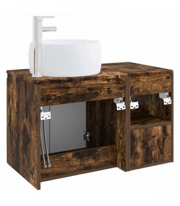vidaXL Bathroom Cabinet Set 2 pcs Smoked Oak 79.5 x 44.5 x 80 cm