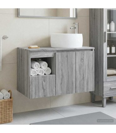 vidaXL Bathroom Cabinet Set 2 pcs Grey Sonoma 79.5 x 44.5 x 80 cm