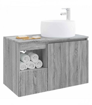 vidaXL Bathroom Cabinet Set 2 pcs Grey Sonoma 79.5 x 44.5 x 80 cm