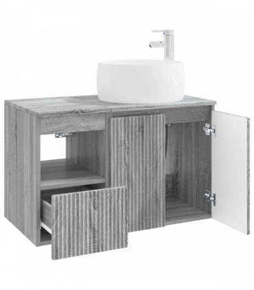 vidaXL Bathroom Cabinet Set 2 pcs Grey Sonoma 79.5 x 44.5 x 80 cm