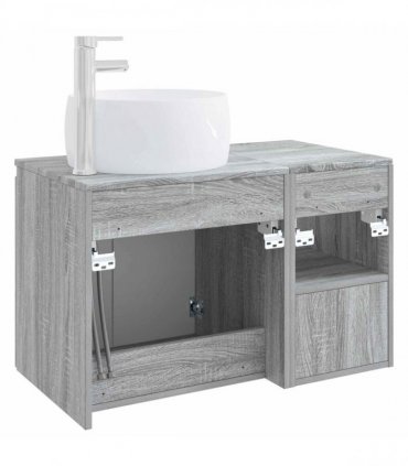 vidaXL Bathroom Cabinet Set 2 pcs Grey Sonoma 79.5 x 44.5 x 80 cm