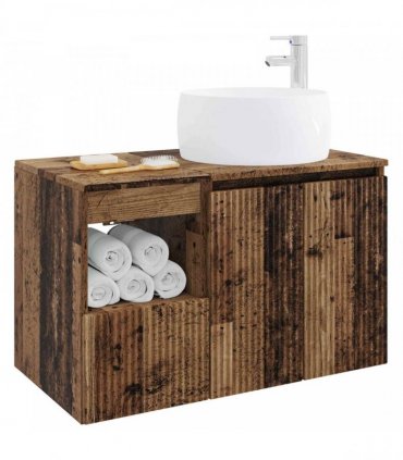 vidaXL Bathroom Cabinet Set 2 pcs Old Wood 79.5 x 44.5 x 80 cm