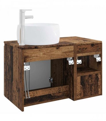 vidaXL Bathroom Cabinet Set 2 pcs Old Wood 79.5 x 44.5 x 80 cm