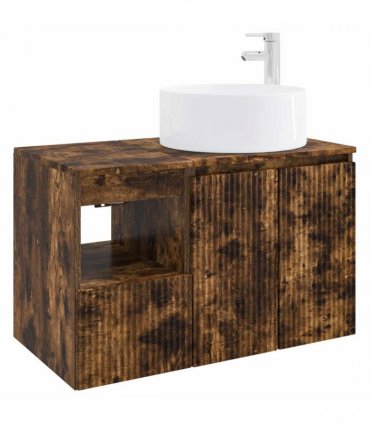 vidaXL Bathroom Cabinet Set 2 pcs Smoked Oak 79.5 x 44.5 x 80 cm