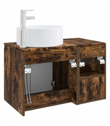 vidaXL Bathroom Cabinet Set 2 pcs Smoked Oak 79.5 x 44.5 x 80 cm