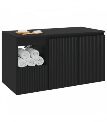 vidaXL Bathroom Cabinet Set 2 pcs Black 92.5 x 44.5 x 50 cm