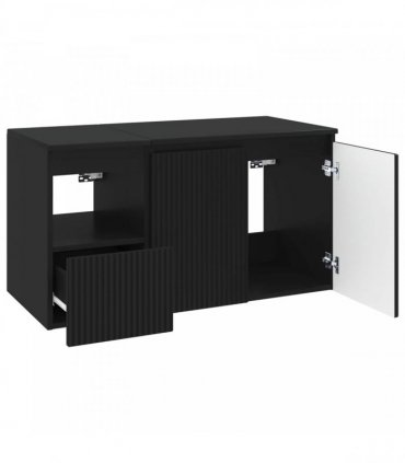 vidaXL Bathroom Cabinet Set 2 pcs Black 92.5 x 44.5 x 50 cm