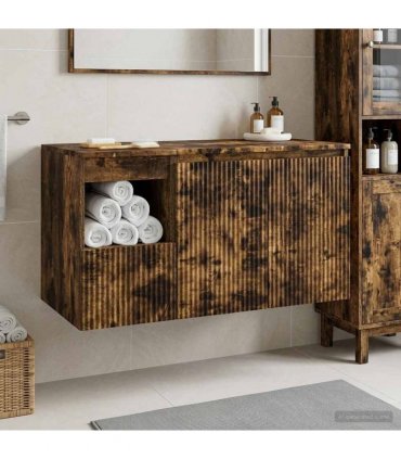 vidaXL Bathroom Cabinet Set 2 pcs Smoked Oak 92.5 x 44.5 x 50 cm