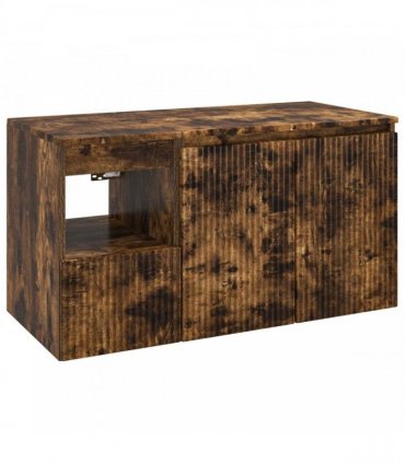 vidaXL Bathroom Cabinet Set 2 pcs Smoked Oak 92.5 x 44.5 x 50 cm