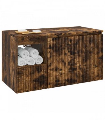 vidaXL Bathroom Cabinet Set 2 pcs Smoked Oak 92.5 x 44.5 x 50 cm