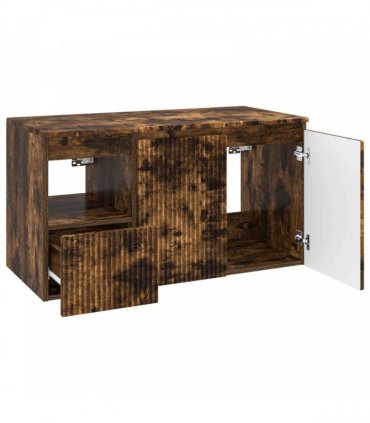 vidaXL Bathroom Cabinet Set 2 pcs Smoked Oak 92.5 x 44.5 x 50 cm