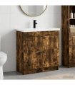 vidaXL Bathroom Furniture Set Smoked Oak 56 x 37.5 x 81 cm