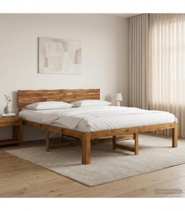 vidaXL Double Bed Frame with Headboard ROSTOCK Natural 180 x 200 cm