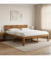 vidaXL Double Bed Frame with Headboard ROSTOCK Natural 180 x 200 cm