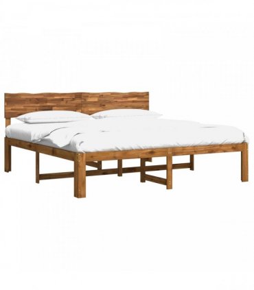 vidaXL Double Bed Frame with Headboard ROSTOCK Natural 180 x 200 cm
