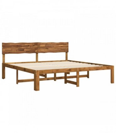 vidaXL Double Bed Frame with Headboard ROSTOCK Natural 180 x 200 cm