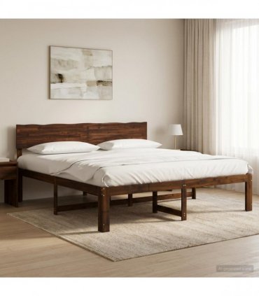 vidaXL Double Bed Frame with Headboard ROSTOCK Dark Brown 200 x 200 cm