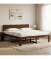 vidaXL Double Bed Frame with Headboard ROSTOCK Dark Brown 200 x 200 cm
