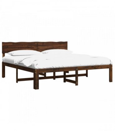 vidaXL Double Bed Frame with Headboard ROSTOCK Dark Brown 200 x 200 cm