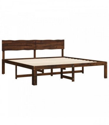 vidaXL Double Bed Frame with Headboard ROSTOCK Dark Brown 200 x 200 cm