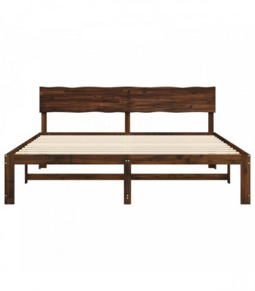 vidaXL Double Bed Frame with Headboard ROSTOCK Dark Brown 200 x 200 cm