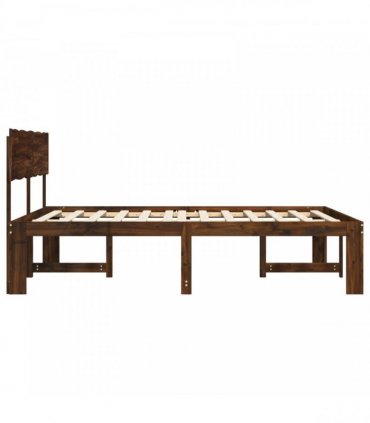 vidaXL Double Bed Frame with Headboard ROSTOCK Dark Brown 200 x 200 cm