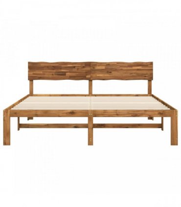 vidaXL Double Bed Frame with Headboard ROSTOCK Natural 200 x 200 cm