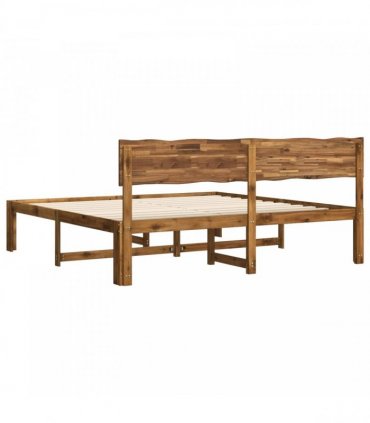 vidaXL Double Bed Frame with Headboard ROSTOCK Natural 200 x 200 cm
