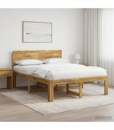 vidaXL Double Bed Frame with Headboard ROSTOCK White 135 x 190 cm