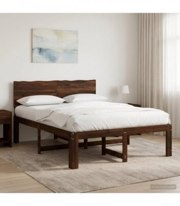 vidaXL Double Bed Frame with Headboard ROSTOCK Dark Brown 140 x 190 cm