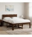 vidaXL Double Bed Frame with Headboard ROSTOCK Dark Brown 140 x 190 cm