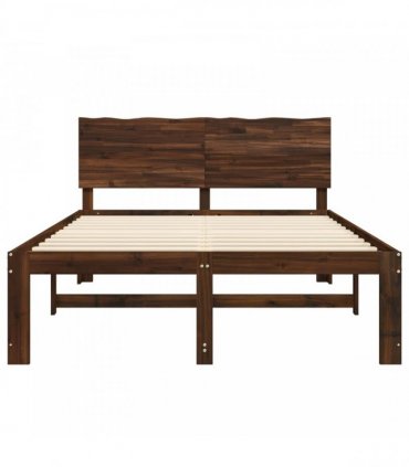 vidaXL Double Bed Frame with Headboard ROSTOCK Dark Brown 140 x 190 cm