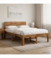 vidaXL Double Bed Frame with Headboard ROSTOCK Natural 140 x 190 cm