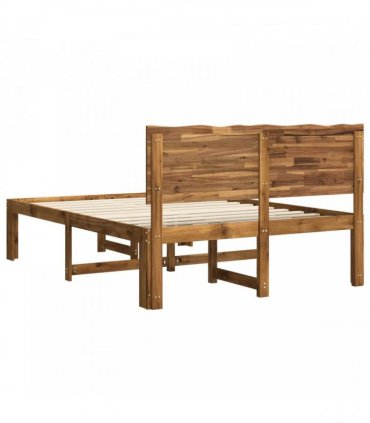 vidaXL Double Bed Frame with Headboard ROSTOCK Natural 140 x 190 cm