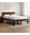 vidaXL Double Bed Frame with Headboard ROSTOCK Dark Brown 140 x 200 cm