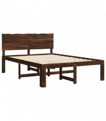 vidaXL Double Bed Frame with Headboard ROSTOCK Dark Brown 140 x 200 cm