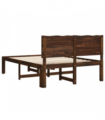 vidaXL Double Bed Frame with Headboard ROSTOCK Dark Brown 140 x 200 cm