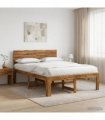 vidaXL Double Bed Frame with Headboard ROSTOCK Natural 140 x 200 cm
