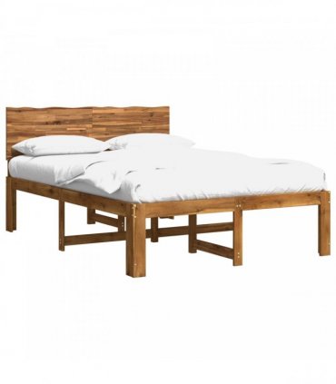 vidaXL Double Bed Frame with Headboard ROSTOCK Natural 140 x 200 cm