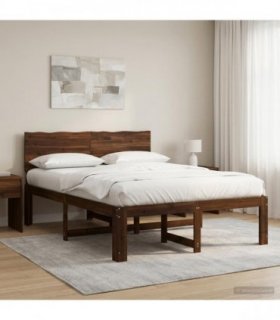 vidaXL Double Bed Frame with Headboard ROSTOCK Dark Brown 150 x 200 cm