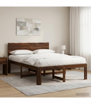vidaXL Double Bed Frame with Headboard ROSTOCK Dark Brown 150 x 200 cm