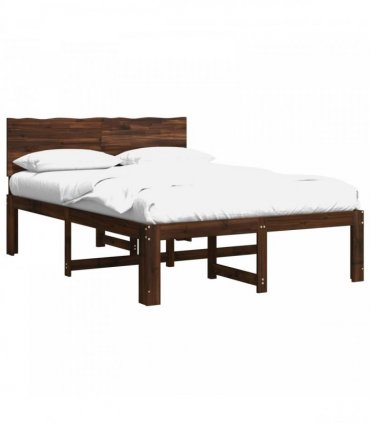 vidaXL Double Bed Frame with Headboard ROSTOCK Dark Brown 150 x 200 cm